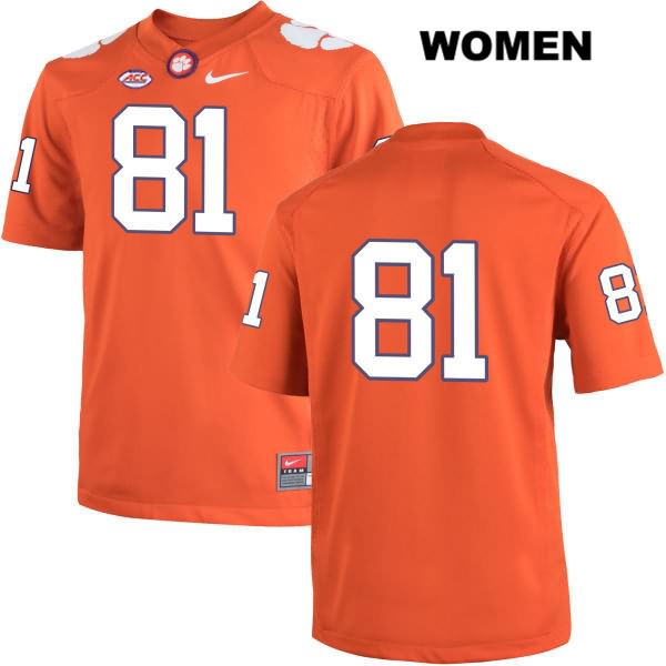 Women's Clemson Tigers #81 Kanyon Tuttle Stitched Orange Authentic Nike No Name NCAA College Football Jersey TGQ6446KQ